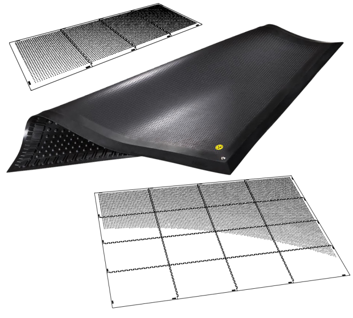 Revêtement de sol ergonomique 135x100x1.6cm Type A: sans "puzzle"