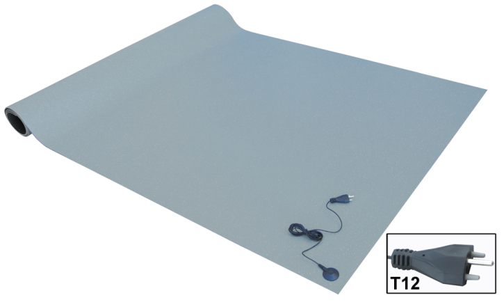 Bodenmatten-Set, 1.9x1.25m, grau, mit T12-Netzstecker
