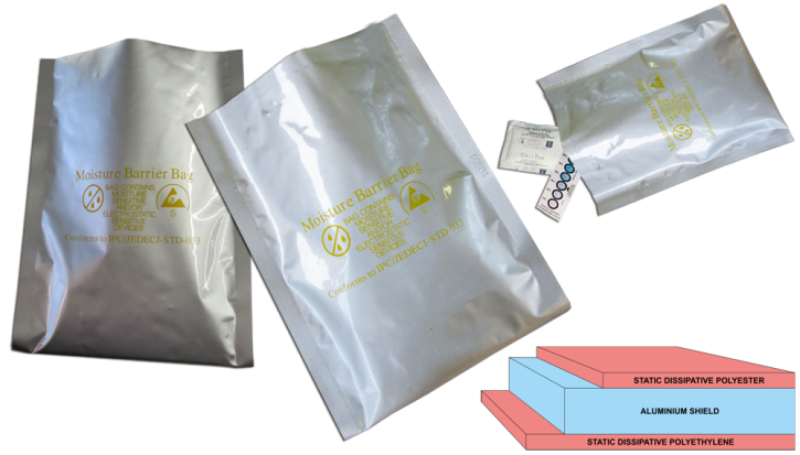 Moisture shielding bags ESD / EMI, size: 406x457mm, Pck of 100 pcs
