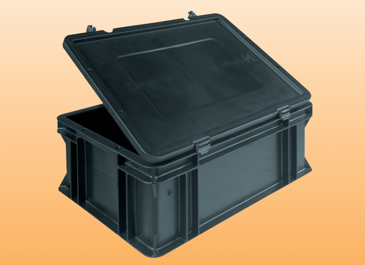 Hinged lid black with 2 latches, 400x300mm