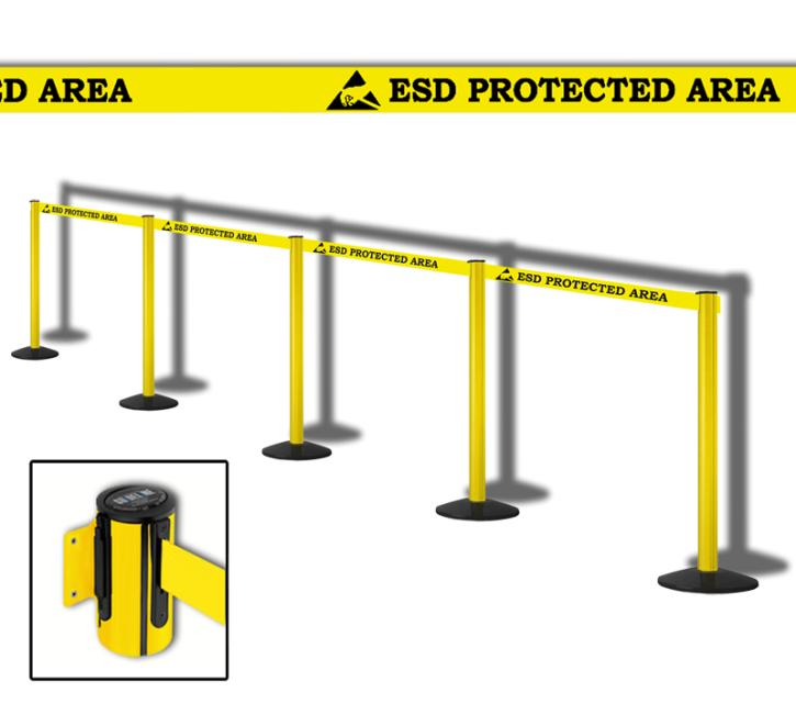 Barrier tape system for ESD protection zones