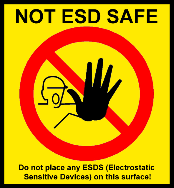 Warning label "NOT ESD-SAFE", 54x50mm