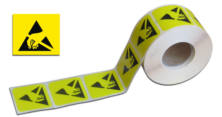 ESD-Warning labels, paper 5x5mm, 1000 pcs/roll