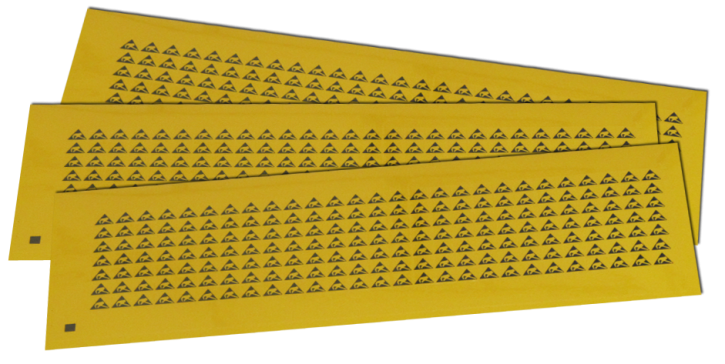 Etiquettes d'avertissement ESD (symbole), PVC 10x10mm, 126 pcs/carte